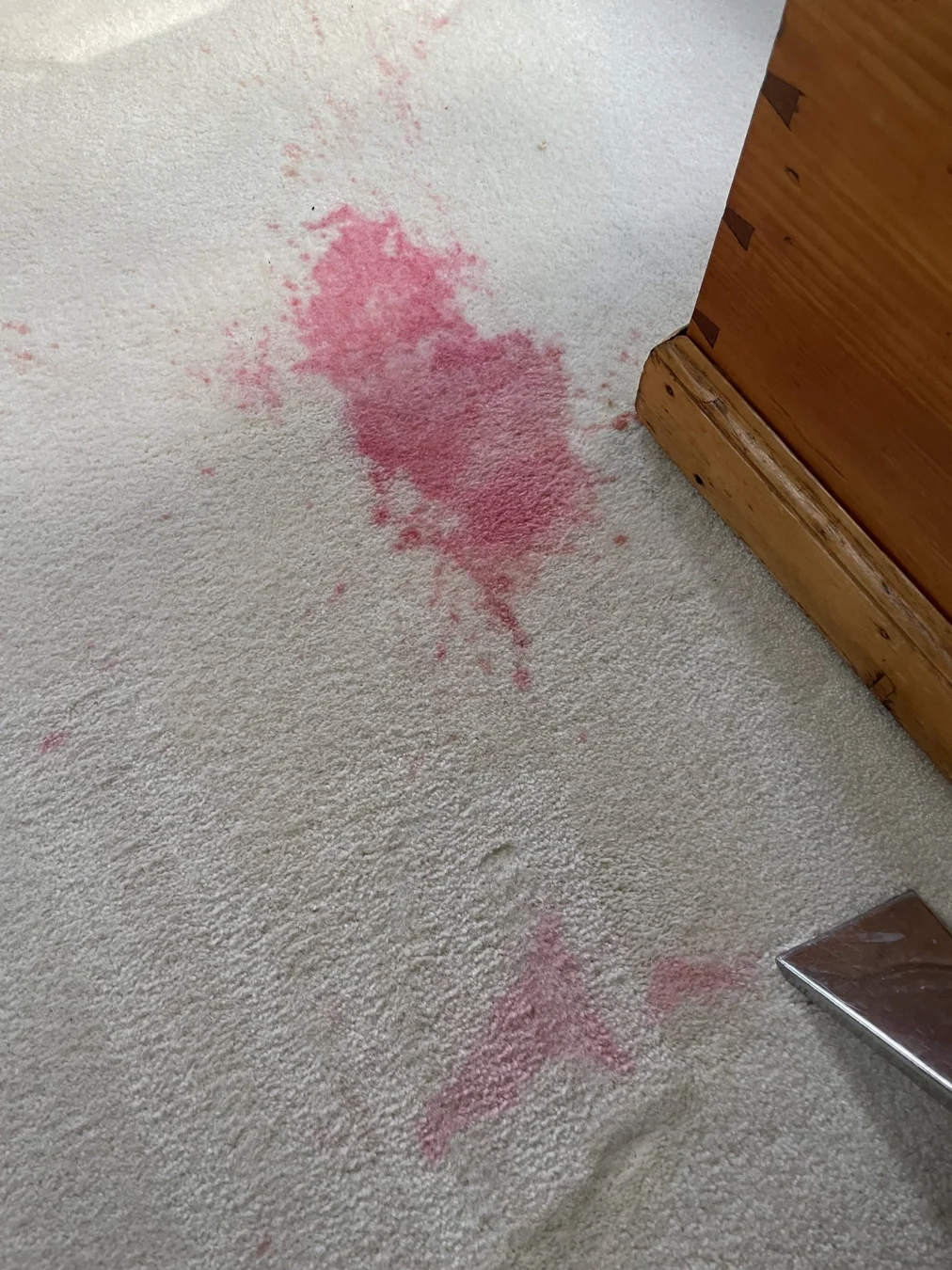 Carpet before professional carpet stain removal and deep carpet cleaning