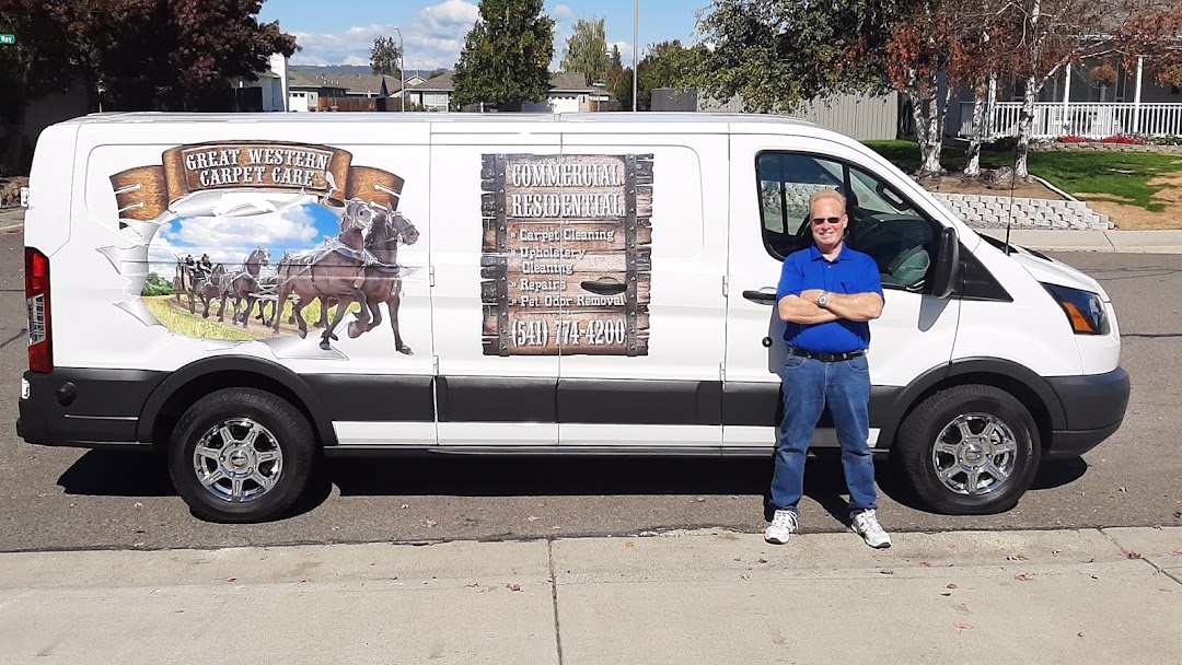 Great Western Carpet Care service area van and owner in Jackson County Oregon