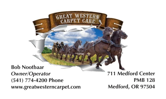 Great Western Carpet Care contact card for carpet cleaning estimates